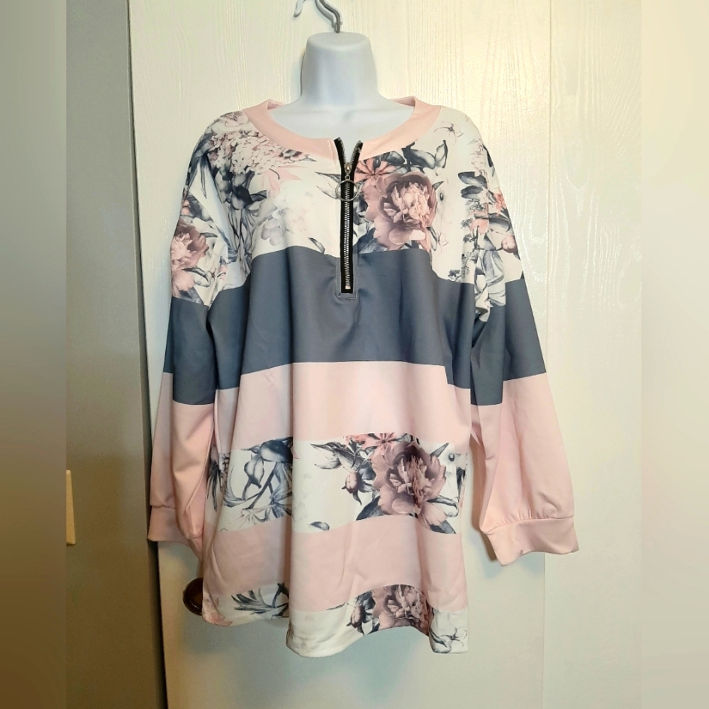 Color block and Floral top, sz 2XL